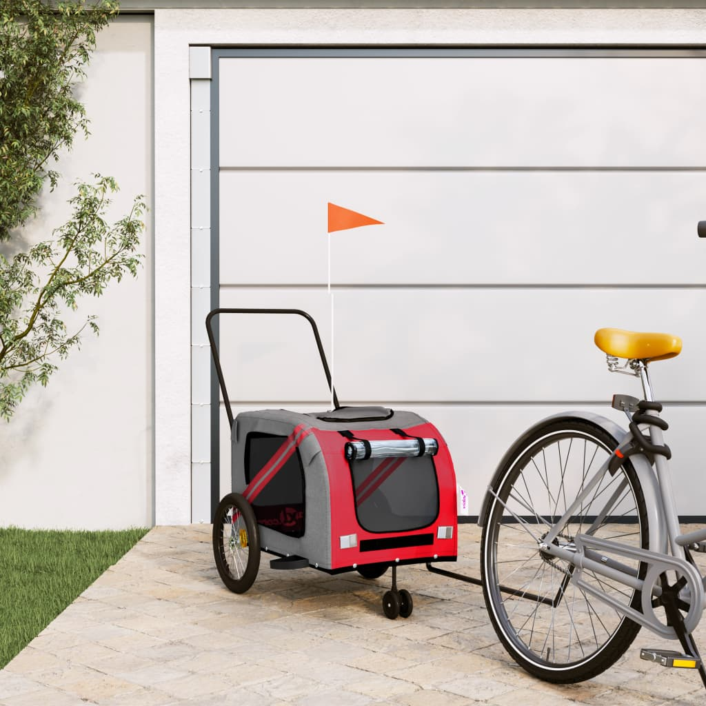 vidaXL Pet Bike Trailer Red and Gray - Comfortable and Convenient