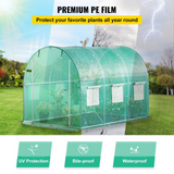 VEVOR Walk-in Tunnel Greenhouse - Portable Plant Hot House with Galvanized Steel Hoops, Zippered Door, and 6 Roll-up Windows, Green