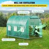 VEVOR Walk-in Tunnel Greenhouse - Portable Plant Hot House with Galvanized Steel Hoops, Zippered Door, and 6 Roll-up Windows, Green