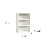 35" White Composite Three Tier Standard Bookcase - WhatYouNeedSales