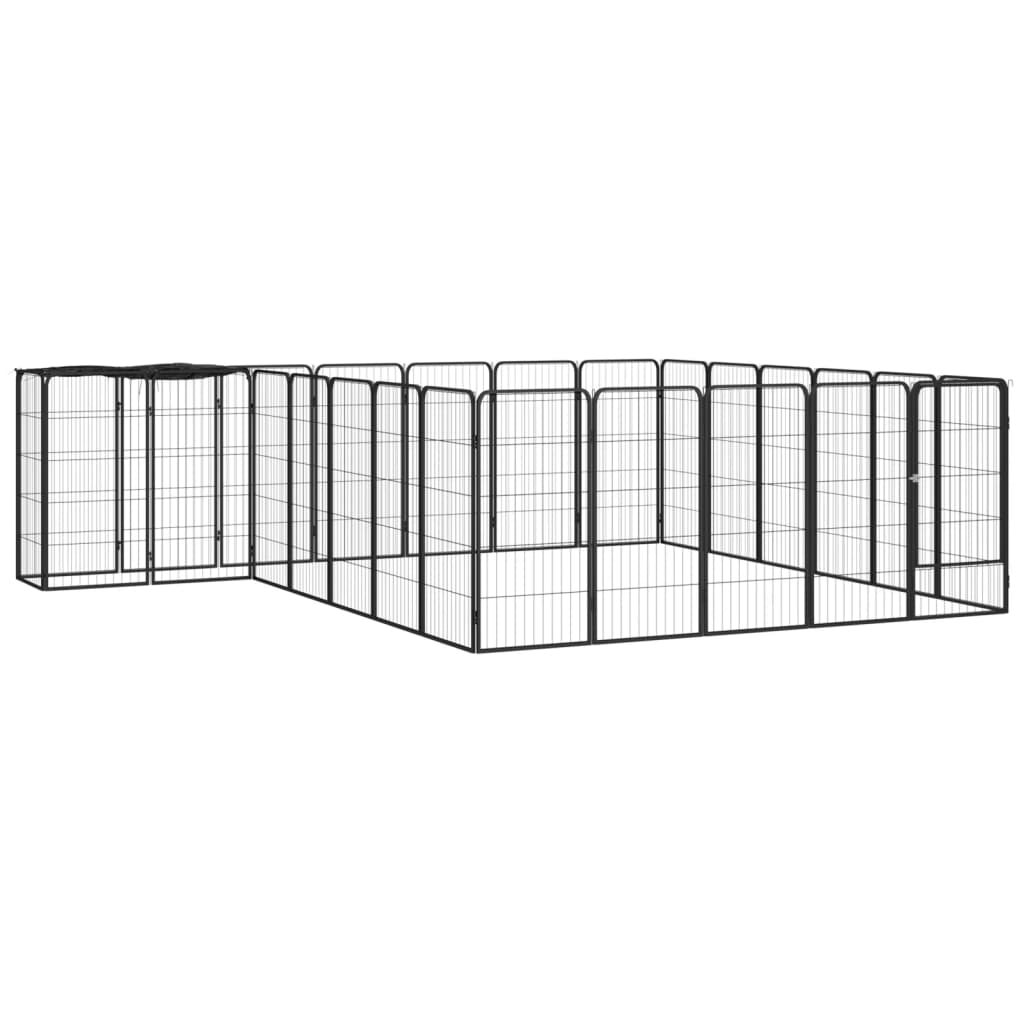 vidaXL 26-Panel Dog Playpen Black 19.7"x39.4" Powder-coated Steel - Indoor/Outdoor Exercise Area for Dogs - Sturdy & Safe - Easy to Assemble