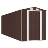 vidaXL Garden Shed Dark Brown 75.6"x238.6"x87.8" Galvanized Steel - Outdoor Storage Solution