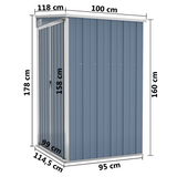 vidaXL Wall-mounted Garden Shed Gray 46.5"x39.4"x70.1" Galvanized Steel