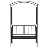 vidaXL Garden Arch with Bench Black 50.4"x19.7"x81.5" Iron - Elegant Garden Feature