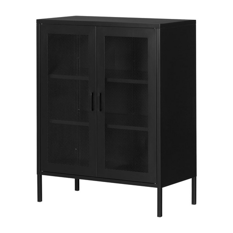 Eddison Mesh 2-Door Storage Cabinet, Black