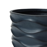 17.3-Inch Round Black Waves MgO Planter - Modern and Durable Pot for Indoor and Outdoor Use