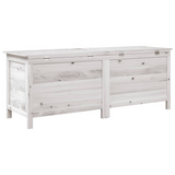 vidaXL Patio Storage Box White 59.1"x19.7"x22.2" Solid Wood Fir - Outdoor Cushion Storage