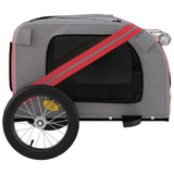 vidaXL Pet Bike Trailer Red and Gray Oxford Fabric and Iron - Convenient and Safe Pet Transportation