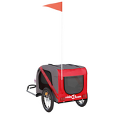 vidaXL Pet Bike Trailer Red and Gray Oxford Fabric and Iron - Convenient and Safe Pet Transportation