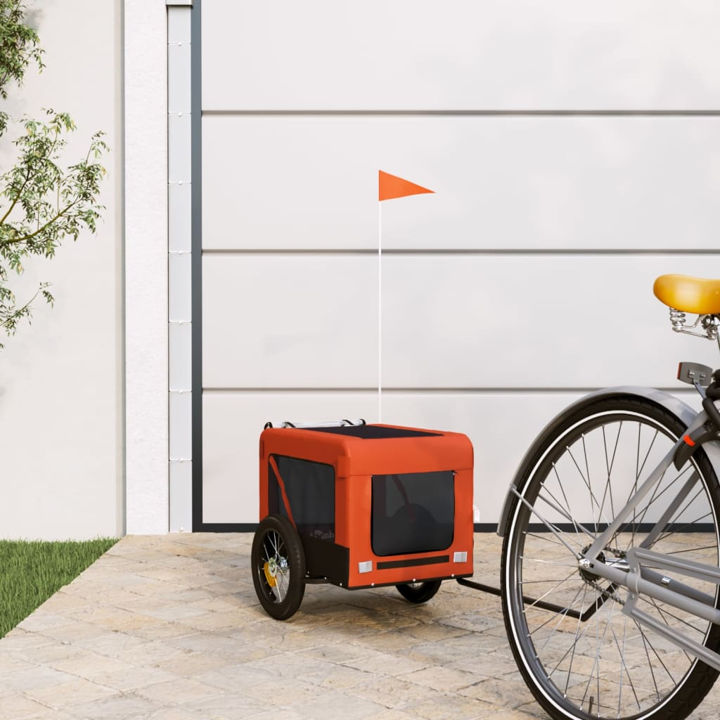 vidaXL Pet Bike Trailer Orange and Black Oxford Fabric & Iron