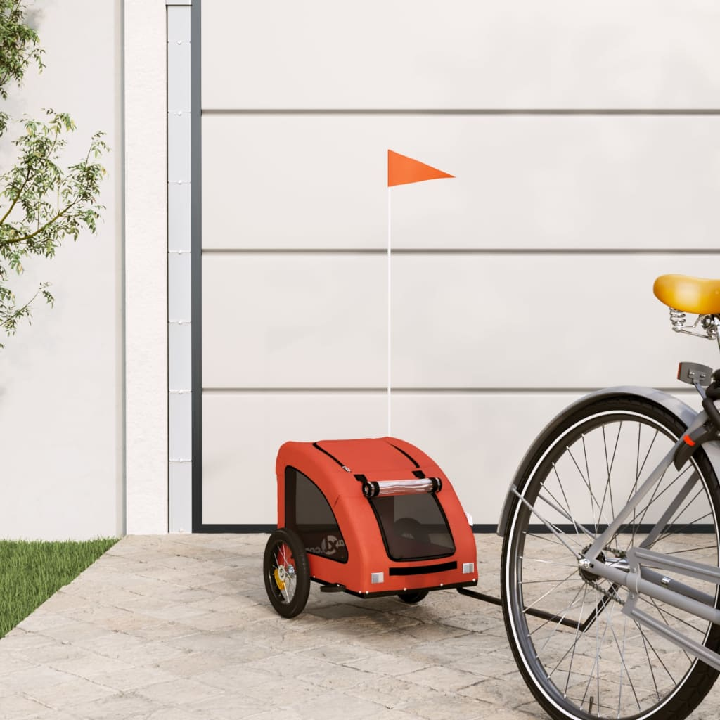 vidaXL Pet Bike Trailer Orange Oxford Fabric and Iron - Comfortable and Durable