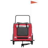 vidaXL Pet Bike Trailer Red and Gray Oxford Fabric and Iron