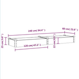 vidaXL Garden Raised Bed with Liner 94.5"x23.6"x9.8" Solid Wood Fir