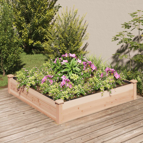 vidaXL Garden Raised Bed with Liner 47.2"x47.2"x9.8" Solid Wood Fir - Create a Beautiful Garden with this Raised Bed