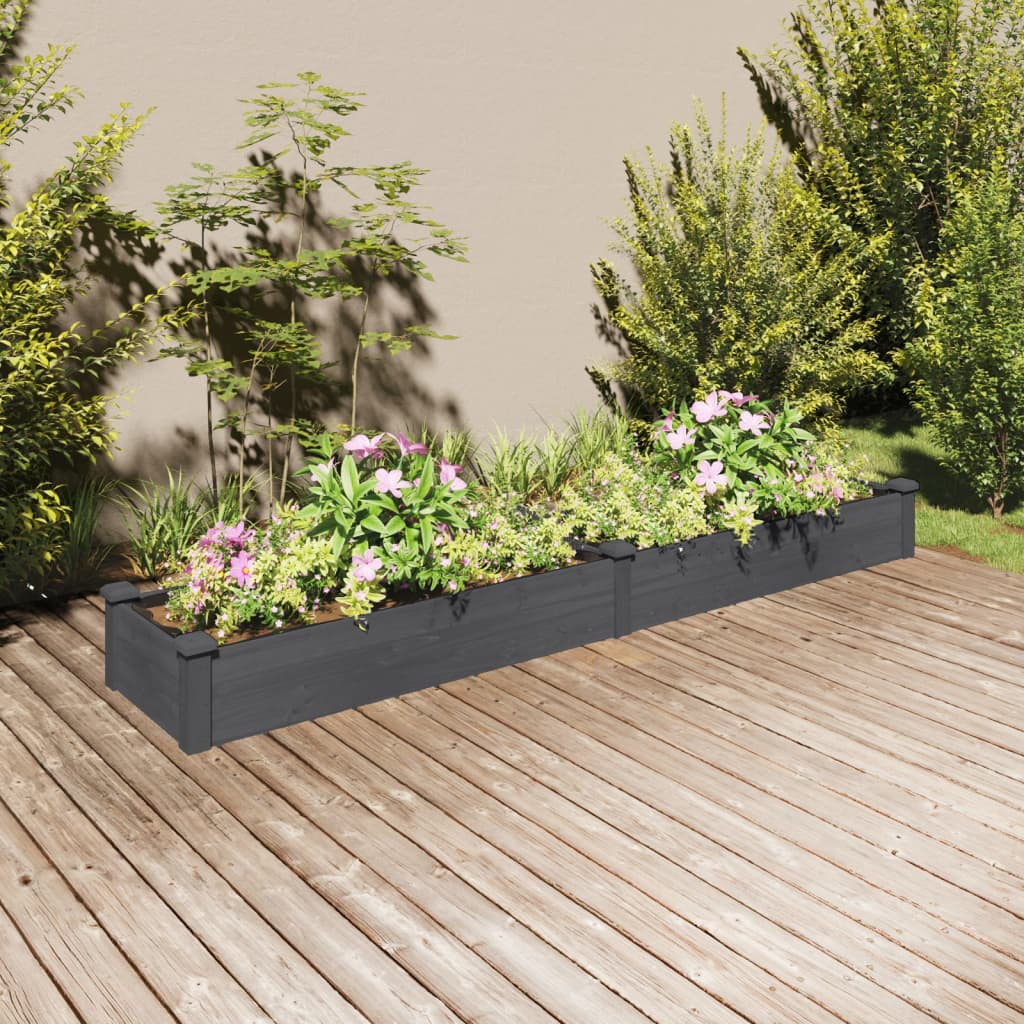 vidaXL Garden Raised Bed with Liner Gray 94.5"x17.7"x9.8" Solid Wood Fir