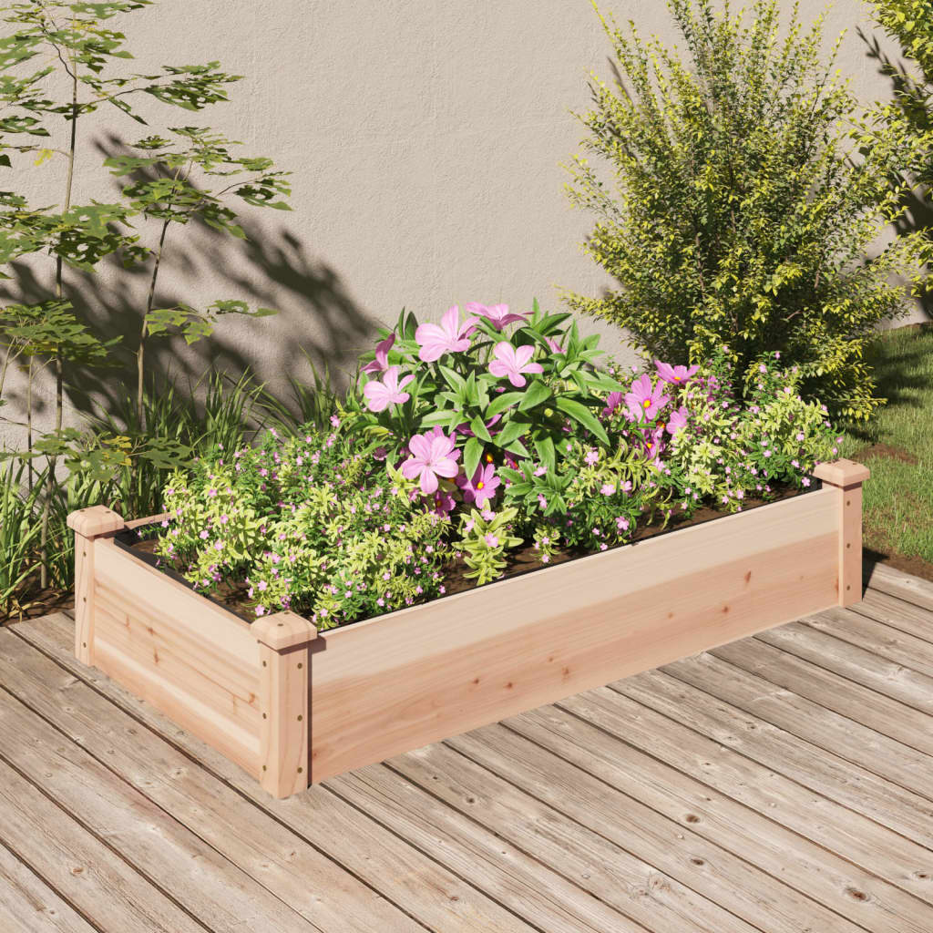 vidaXL Garden Raised Bed with Liner 47.2"x23.6"x9.8" Solid Wood Fir