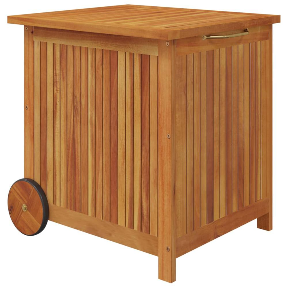 Patio Storage Box with Wheels - Solid Wood Acacia | Outdoor Furniture Storage