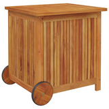 Patio Storage Box with Wheels - Solid Wood Acacia | Outdoor Furniture Storage