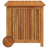 Patio Storage Box with Wheels - Solid Wood Acacia | Outdoor Furniture Storage