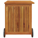 Patio Storage Box with Wheels - Solid Wood Acacia | Outdoor Furniture Storage