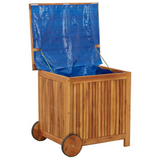 Patio Storage Box with Wheels - Solid Wood Acacia | Outdoor Furniture Storage