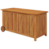 Patio Storage Box with Wheels | 44.5"x19.7"x22.8" | Solid Wood Acacia