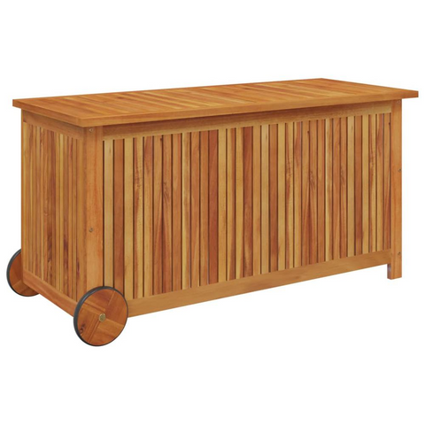 Patio Storage Box with Wheels | 44.5"x19.7"x22.8" | Solid Wood Acacia