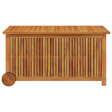 Patio Storage Box with Wheels | 44.5"x19.7"x22.8" | Solid Wood Acacia