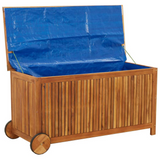 Patio Storage Box with Wheels | 44.5"x19.7"x22.8" | Solid Wood Acacia