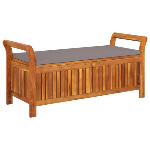 Patio Storage Bench with Cushion 49.6" Solid Wood Acacia