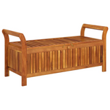 Patio Storage Bench with Cushion 49.6" Solid Wood Acacia