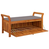 Patio Storage Bench with Cushion 49.6" Solid Wood Acacia