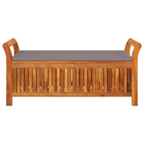 Patio Storage Bench with Cushion 49.6" Solid Wood Acacia