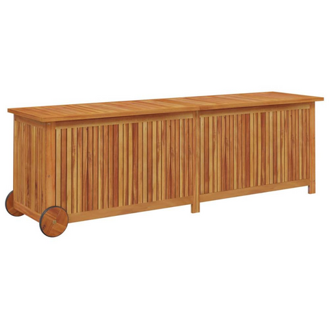 Patio Storage Box with Wheels 59.1"x19.7"x22.8" Solid Wood Acacia - Weather-Resistant Outdoor Storage Solution