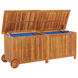 Patio Storage Box with Wheels 59.1"x19.7"x22.8" Solid Wood Acacia - Weather-Resistant Outdoor Storage Solution