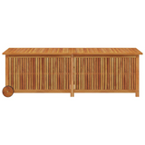 Patio Storage Box with Wheels 59.1"x19.7"x22.8" Solid Wood Acacia - Weather-Resistant Outdoor Storage Solution