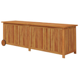 Patio Storage Box with Wheels 59.1"x19.7"x22.8" Solid Wood Acacia - Weather-Resistant Outdoor Storage Solution