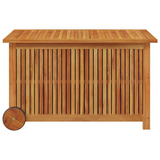 Patio Storage Box with Wheels 35.4"x19.7"x22.8" Solid Wood Acacia - Outdoor Garden Furniture Storage