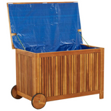 Patio Storage Box with Wheels 35.4"x19.7"x22.8" Solid Wood Acacia - Outdoor Garden Furniture Storage