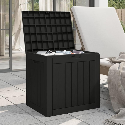 Patio Storage Box Black 21.9"x16.9"x20.9" Polypropylene - Outdoor Furniture Storage Chest