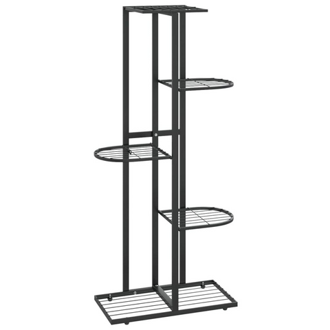 5-Floor Flower Stand 16.9"x8.7"x38.6" Black Metal - Sturdy and Elegant Plant Rack