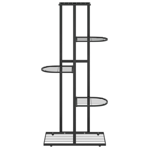 5-Floor Flower Stand 16.9"x8.7"x38.6" Black Metal - Sturdy and Elegant Plant Rack