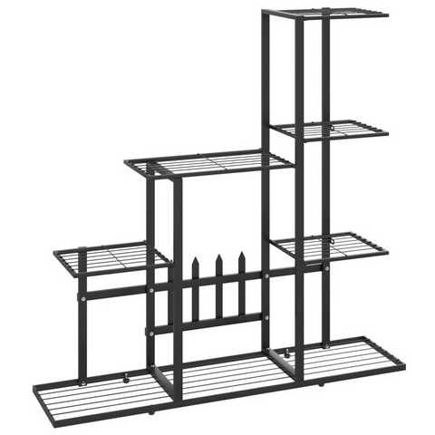 Flower Stand 37.2"x9.8"x34.6" Black Metal - Sturdy & Stylish Plant Display Rack