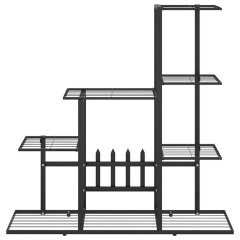 Flower Stand 37.2"x9.8"x34.6" Black Metal - Sturdy & Stylish Plant Display Rack