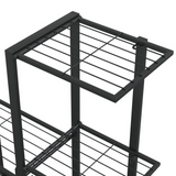 Flower Stand 37.2"x9.8"x34.6" Black Metal - Sturdy & Stylish Plant Display Rack