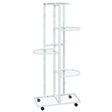 5-Floor Flower Stand with Wheels 17.3"x9.1"x39.4" White Iron - Elegant Plant Shelf for Display and Storage