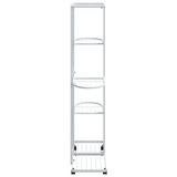 5-Floor Flower Stand with Wheels 17.3"x9.1"x39.4" White Iron - Elegant Plant Shelf for Display and Storage