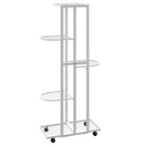 5-Floor Flower Stand with Wheels 17.3"x9.1"x39.4" White Iron - Elegant Plant Shelf for Display and Storage