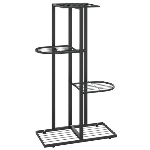 4-Floor Flower Stand 16.9"x8.7"x29.9" Black Metal - Sturdy and Stylish Plant Rack