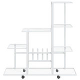 Flower Stand with Wheel 37.2"x9.8"x36.4" White Metal | Sturdy and Versatile Plant Rack